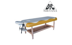Массажный стационарный стол Dfc Nirvana, Superior, дерев. ножки, 1 секция, цвет беж.с оранж.