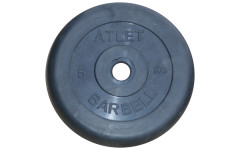 Диск обрезиненный, чёрного цвета, 31 мм, 5 кг Atlet